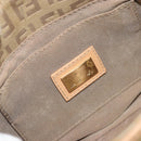 FENDI Zucchino Canvas Mamma Baguette Shoulder Bag Beige Gold Auth 196156V-19