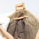 FENDI Zucchino Canvas Mamma Baguette Shoulder Bag Beige Gold Auth 196156V-22