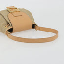 FENDI Zucchino Canvas Mamma Baguette Shoulder Bag Beige Gold Auth 196156V-7