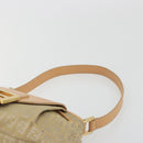 FENDI Zucchino Canvas Mamma Baguette Shoulder Bag Beige Gold Auth 196156V-8
