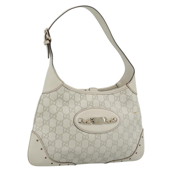 GUCCI GuccissimaGG Shoulder Bag Leather Ivory Gold Tone 145778 Auth 196158A