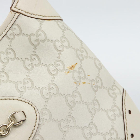 GUCCI GuccissimaGG Shoulder Bag Leather Ivory Gold Tone 145778 Auth 196158A