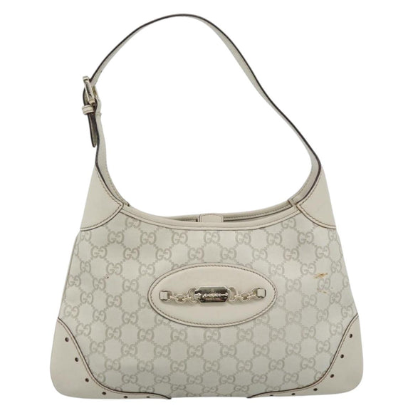 GUCCI GuccissimaGG Shoulder Bag Leather Ivory Gold Tone 145778 Auth 196158A