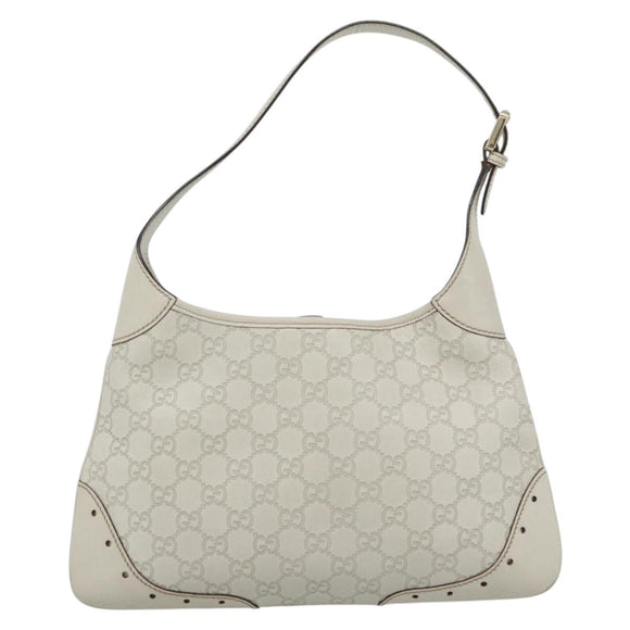 GUCCI GuccissimaGG Shoulder Bag Leather Ivory Gold Tone 145778 Auth 196158A