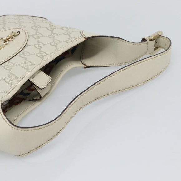 GUCCI GuccissimaGG Shoulder Bag Leather Ivory Gold Tone 145778 Auth 196158A