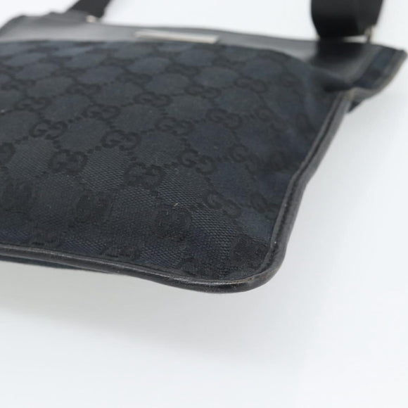 GUCCI GG Canvas Shoulder Bag Black Silver 019.0348 Auth 196159