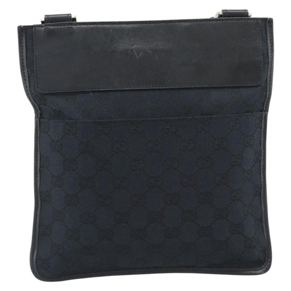 GUCCI GG Canvas Shoulder Bag Black Silver 019.0348 Auth 196159