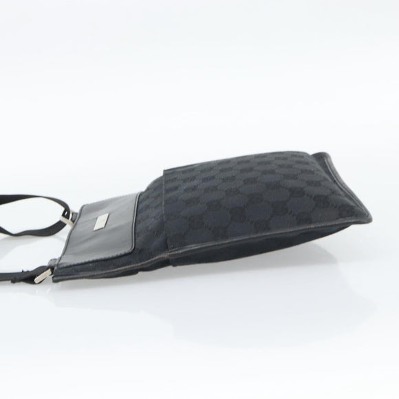 GUCCI GG Canvas Shoulder Bag Black Silver 019.0348 Auth 196159