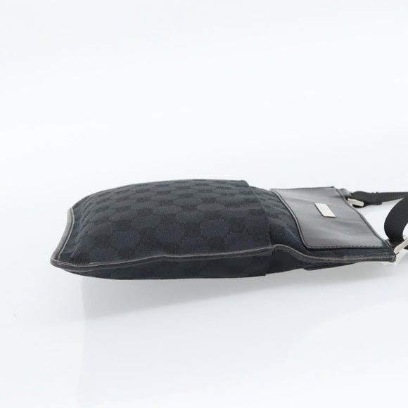 GUCCI GG Canvas Shoulder Bag Black Silver 019.0348 Auth 196159