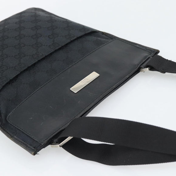 GUCCI GG Canvas Shoulder Bag Black Silver 019.0348 Auth 196159