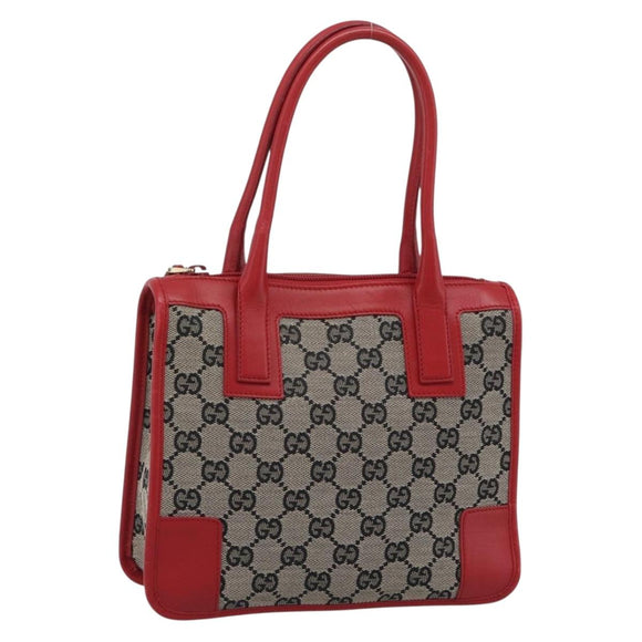 GUCCI GG Canvas Hand Bag Black Red 000.0856 Auth 196161A