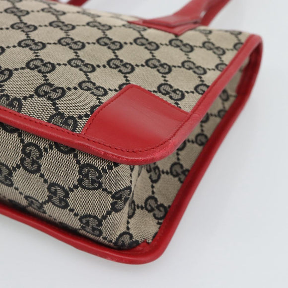 GUCCI GG Canvas Hand Bag Black Red 000.0856 Auth 196161A