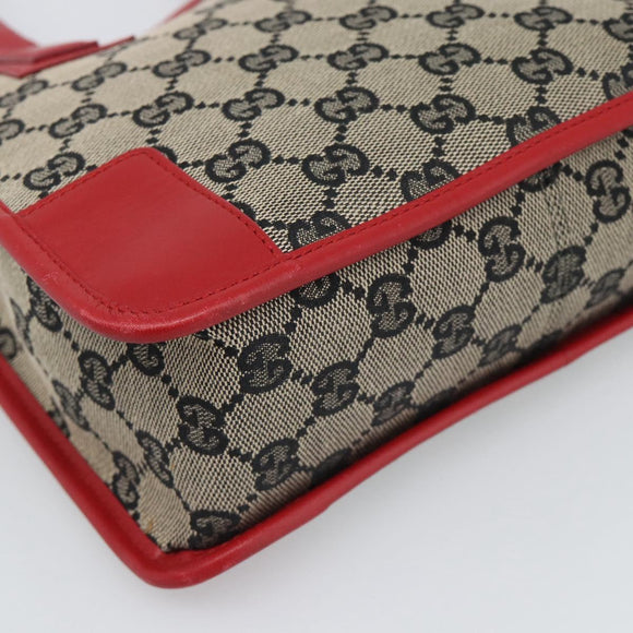 GUCCI GG Canvas Hand Bag Black Red 000.0856 Auth 196161A