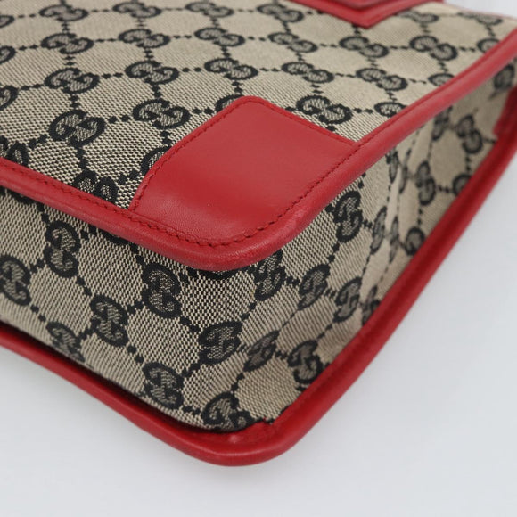 GUCCI GG Canvas Hand Bag Black Red 000.0856 Auth 196161A