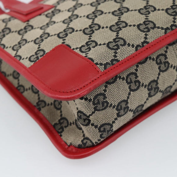 GUCCI GG Canvas Hand Bag Black Red 000.0856 Auth 196161A