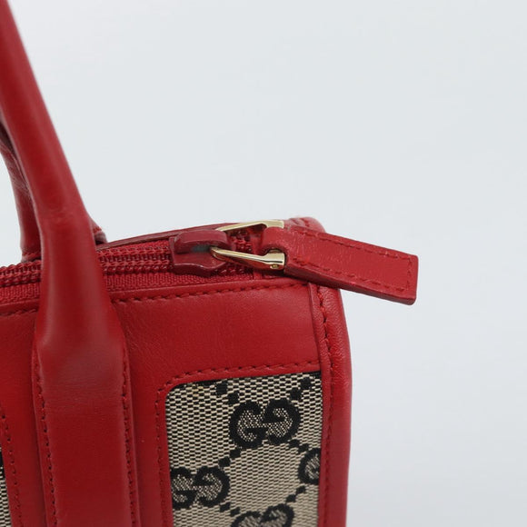 GUCCI GG Canvas Hand Bag Black Red 000.0856 Auth 196161A