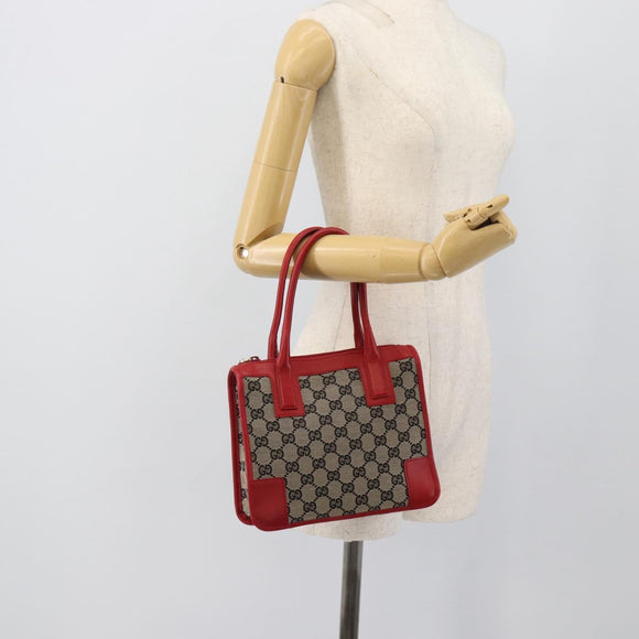 GUCCI GG Canvas Hand Bag Black Red 000.0856 Auth 196161A