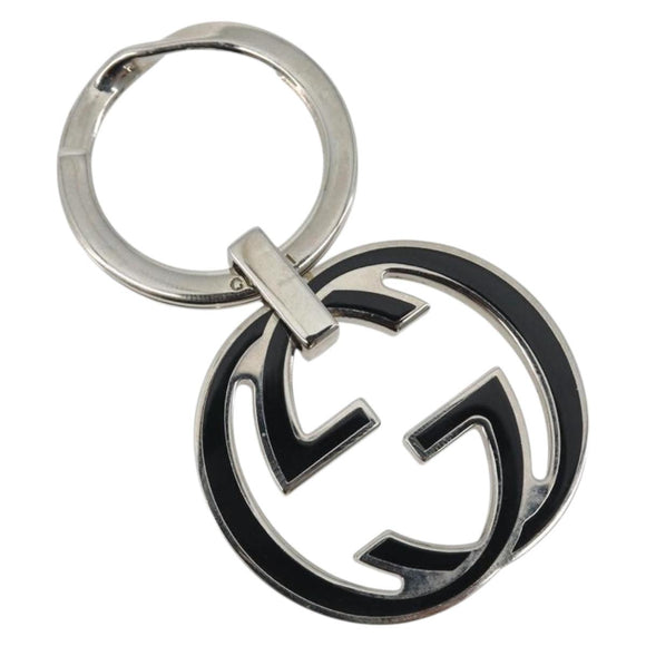 GUCCI Interlocking G Key Ring Metal Silver Auth 196162A