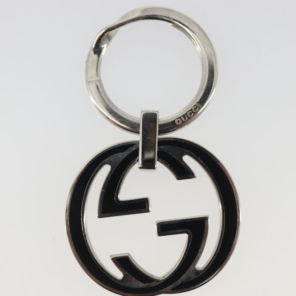 GUCCI Interlocking G Key Ring Metal Silver Auth 196162A