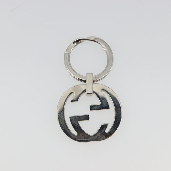 GUCCI Interlocking G Key Ring Metal Silver Auth 196162A