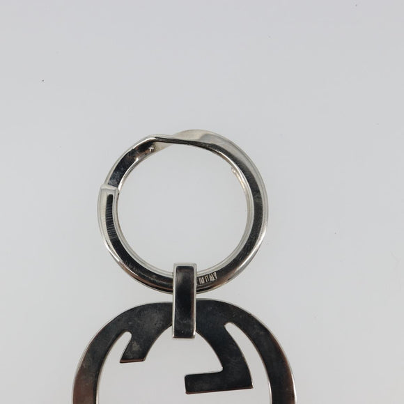 GUCCI Interlocking G Key Ring Metal Silver Auth 196162A