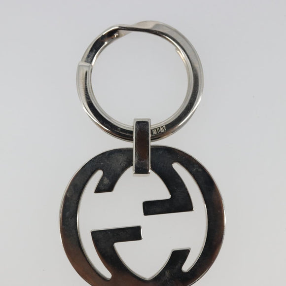 GUCCI Interlocking G Key Ring Metal Silver Auth 196162A