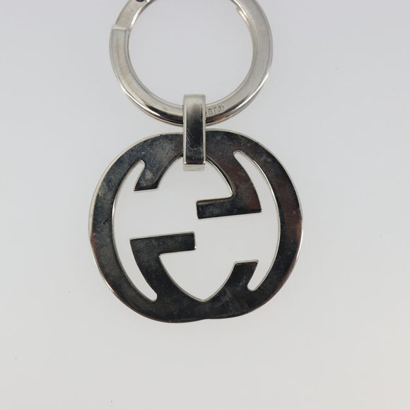GUCCI Interlocking G Key Ring Metal Silver Auth 196162A