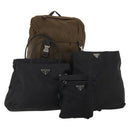 PRADA Shoulder Bag Nylon 4 Set Brown Black Auth 196164-1