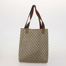 GUCCI GG Canvas GG Supreme Web Sherry Line Hand Bag PVC 3 Set Beige Auth 196165-10