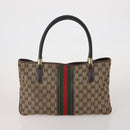 GUCCI GG Canvas GG Supreme Web Sherry Line Hand Bag PVC 3 Set Beige Auth 196165-2