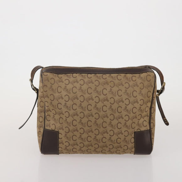 CELINE Macadam Canvas Shoulder Bag PVC Leather 3 Set Brown Beige Auth 196166