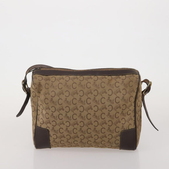 CELINE Macadam Canvas Shoulder Bag PVC Leather 3 Set Brown Beige Auth 196166