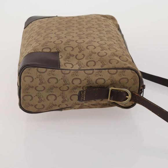 CELINE Macadam Canvas Shoulder Bag PVC Leather 3 Set Brown Beige Auth 196166