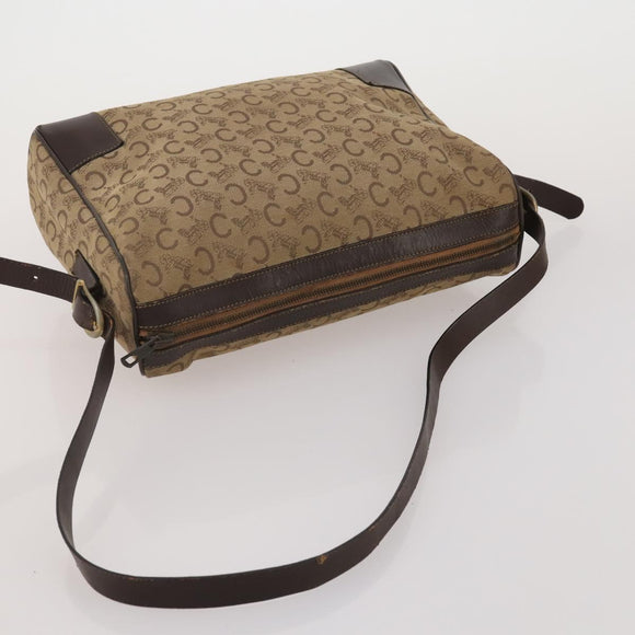 CELINE Macadam Canvas Shoulder Bag PVC Leather 3 Set Brown Beige Auth 196166