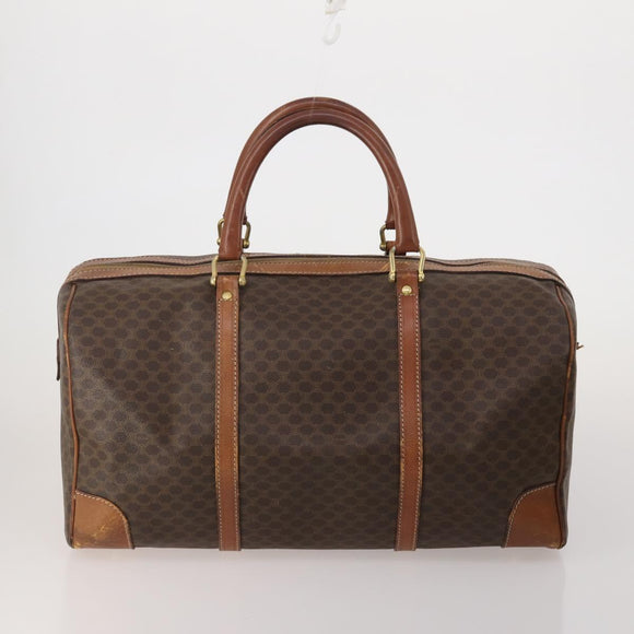 CELINE Macadam Canvas Shoulder Bag PVC Leather 3 Set Brown Beige Auth 196166