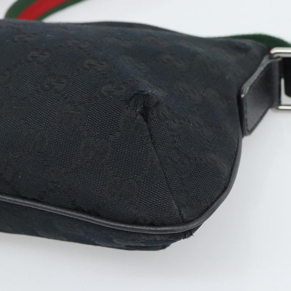 GUCCI GG Canvas Shoulder Bag Black Silver 189749 Auth 196176