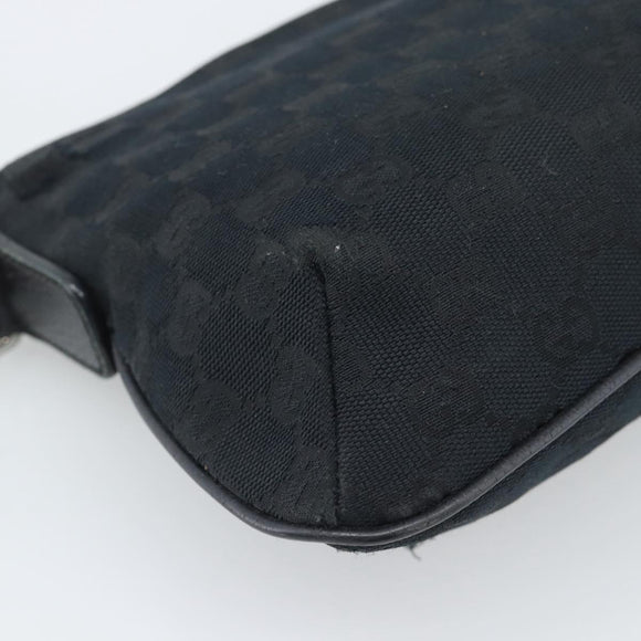 GUCCI GG Canvas Shoulder Bag Black Silver 189749 Auth 196176