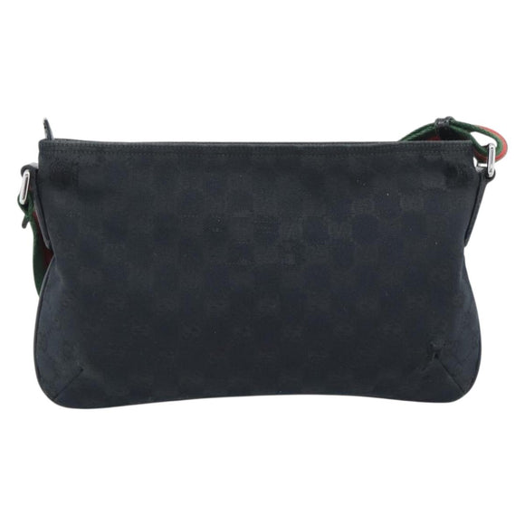 GUCCI GG Canvas Shoulder Bag Black Silver 189749 Auth 196176