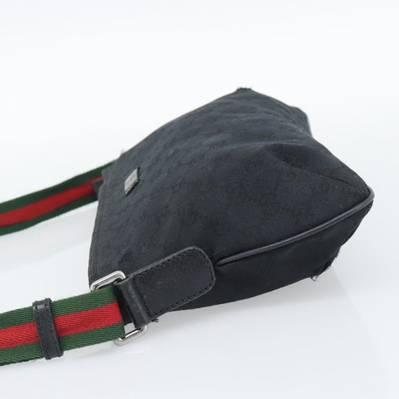 GUCCI GG Canvas Shoulder Bag Black Silver 189749 Auth 196176
