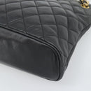 CHANEL Matelasse Chain Shoulder Bag Lamb Skin Black Gold Tone CC Auth 196177-10