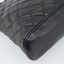 CHANEL Matelasse Chain Shoulder Bag Lamb Skin Black Gold Tone CC Auth 196177-13