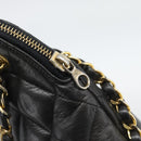 CHANEL Matelasse Chain Shoulder Bag Lamb Skin Black Gold Tone CC Auth 196177-15