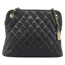 CHANEL Matelasse Chain Shoulder Bag Lamb Skin Black Gold Tone CC Auth 196177-2