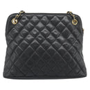 CHANEL Matelasse Chain Shoulder Bag Lamb Skin Black Gold Tone CC Auth 196177-3