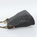 CHANEL Matelasse Chain Shoulder Bag Lamb Skin Black Gold Tone CC Auth 196177-4