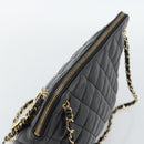 CHANEL Matelasse Chain Shoulder Bag Lamb Skin Black Gold Tone CC Auth 196177-6
