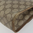GUCCI GG Supreme Web Sherry Line Clutch Bag PVC Beige Gold Tone Auth 196180-10