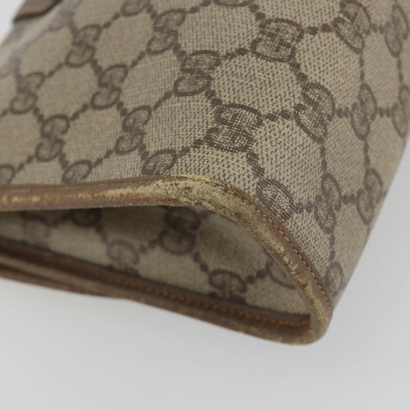 GUCCI GG Supreme Web Sherry Line Clutch Bag PVC Beige Gold Tone Auth 196180