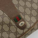 GUCCI GG Supreme Web Sherry Line Clutch Bag PVC Beige Gold Tone Auth 196180-12