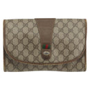 GUCCI GG Supreme Web Sherry Line Clutch Bag PVC Beige Gold Tone Auth 196180-2